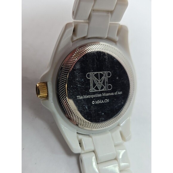 Met Museum Of Art Bleu Celeste Floral White Link Bracelet Watch New Battery main image 5